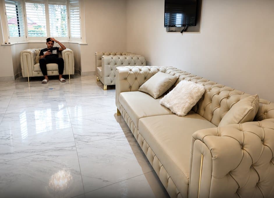 Bespoke genuine leather sofa set delivered in London